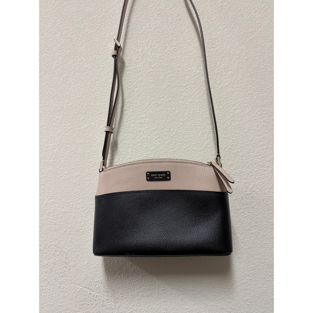 Kate Spade Jeanne Crossbody Bag Colorblock Leather Black and Beige Purse